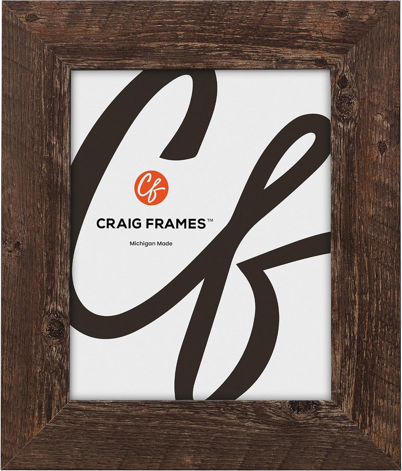 Craig Frames American Barn, 11x15 inch Picture Frame, Faux Brown Oak Barnwood