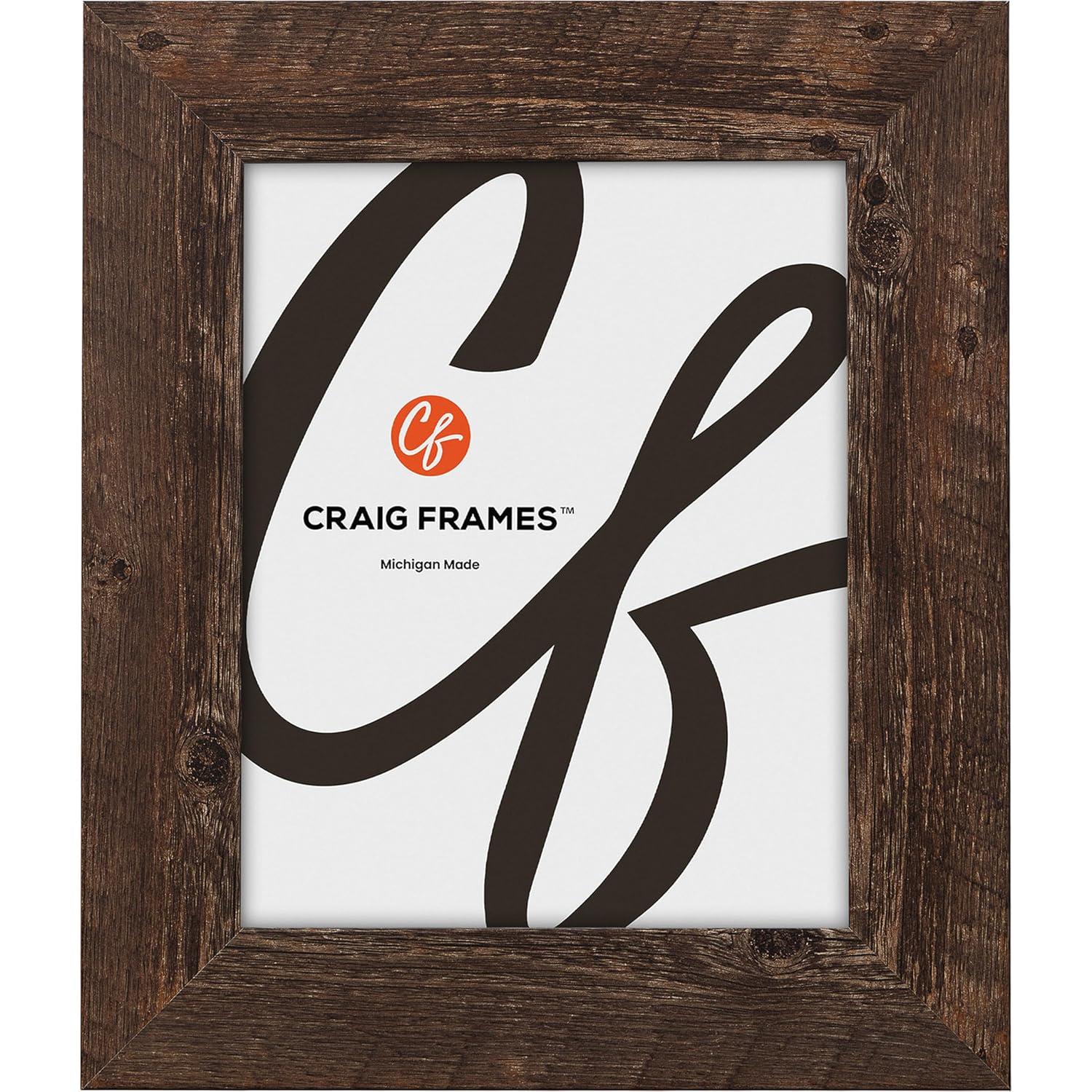 Craig Frames American Barn, 11x15 inch Picture Frame, Faux Brown Oak Barnwood