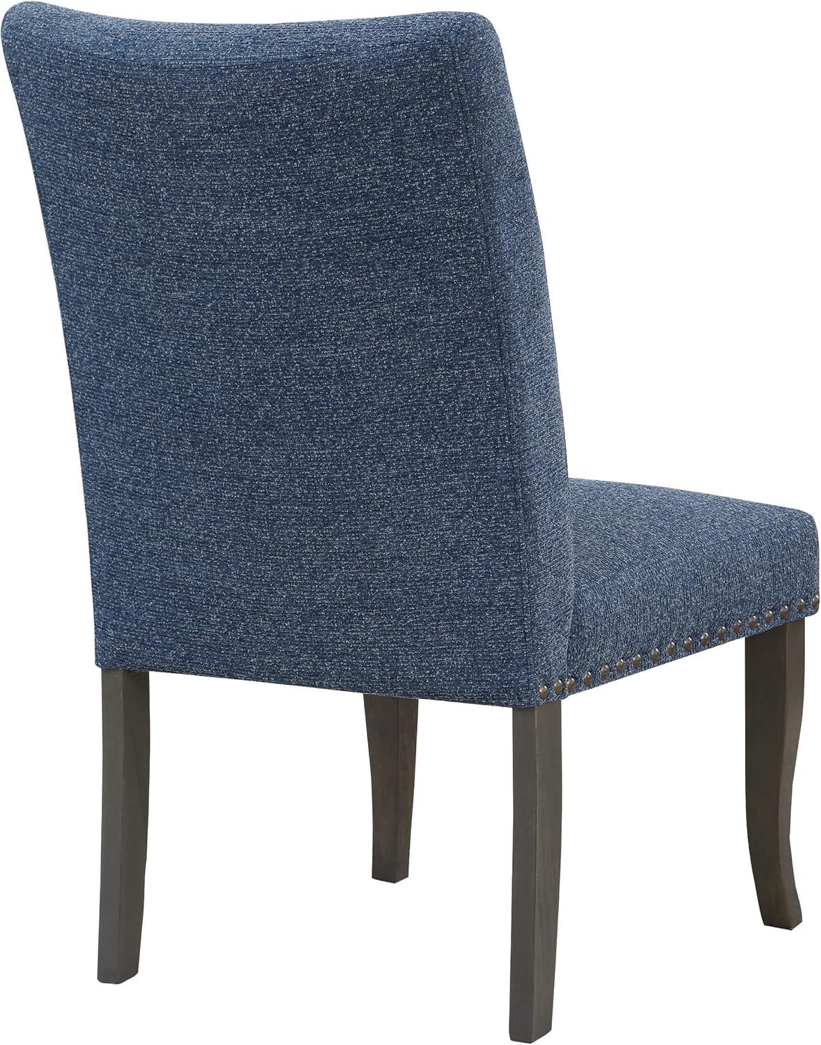 Hamilton Dining Chair 2-Pack with Gray Washed Legs in Atlantic Blue Fabric