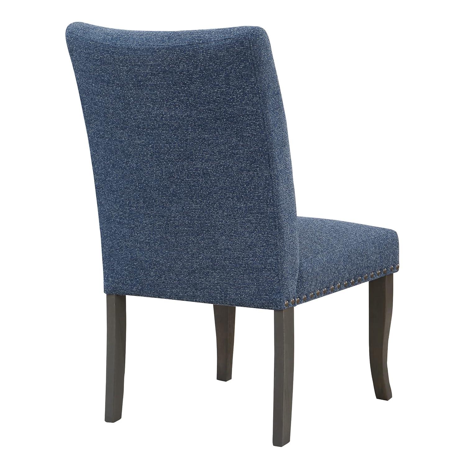 Hamilton Dining Chair 2-Pack with Gray Washed Legs in Atlantic Blue Fabric