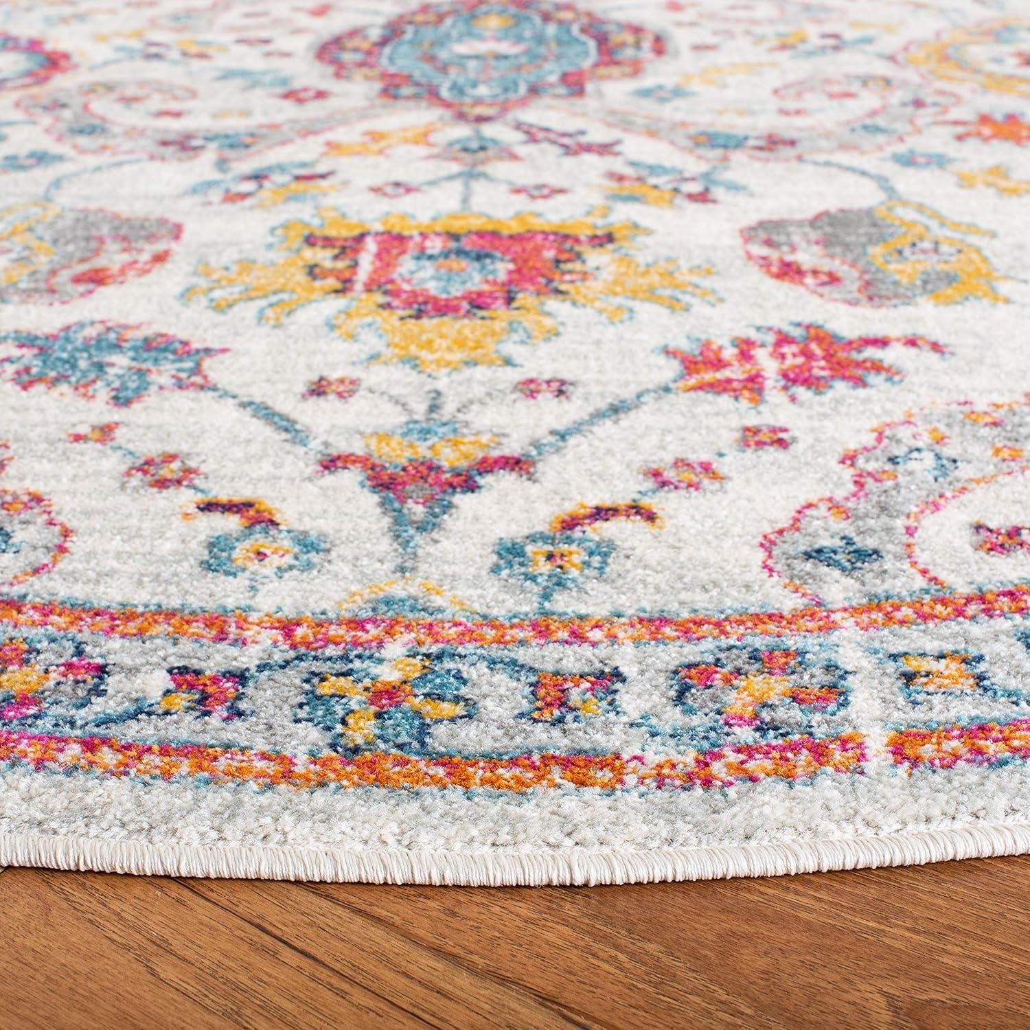 Evoke EVK255 Power Loomed Area Rug - Cream/Orange - 5'3"x5'3" - Safavieh