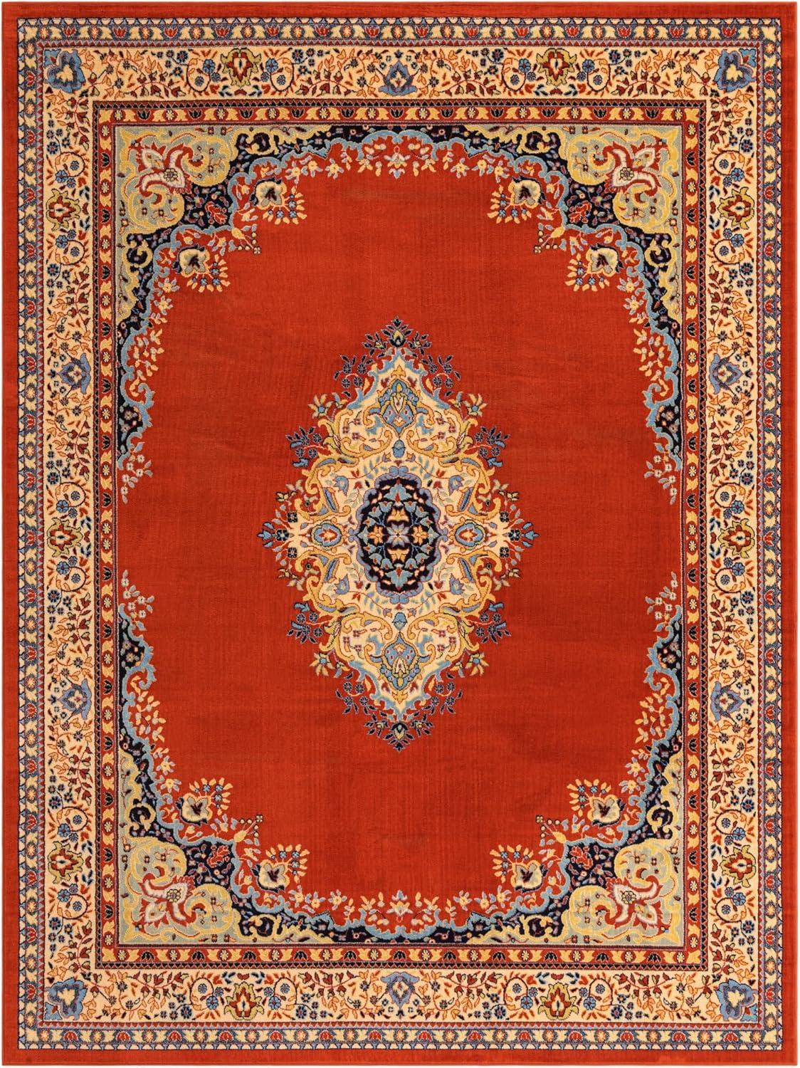 Unique Loom Reza Collection Area Rug - Washington (10'  x 13' 1" Rectangle Terracotta/Cream)