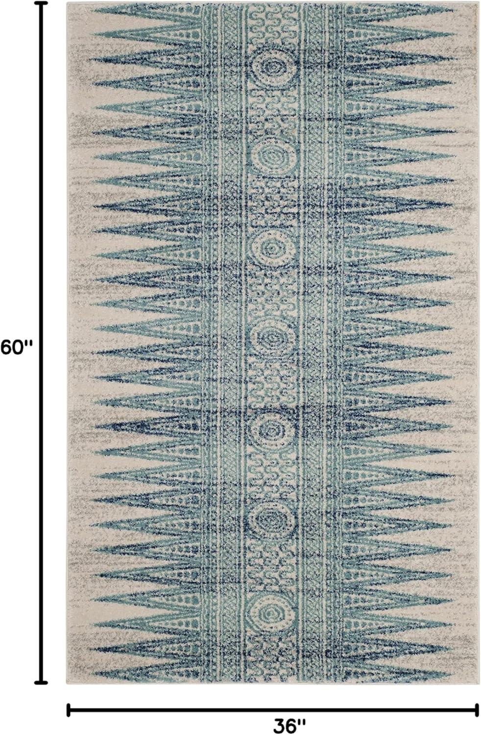 Evoke EVK226 Power Loomed Indoor Accent Rug - Ivory/Turquoise - 3'x5' - Safavieh