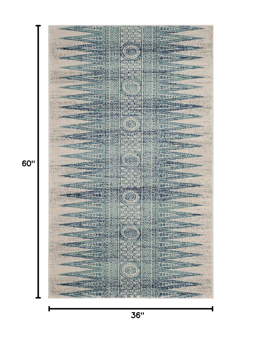 Evoke EVK226 Power Loomed Indoor Accent Rug - Ivory/Turquoise - 3'x5' - Safavieh