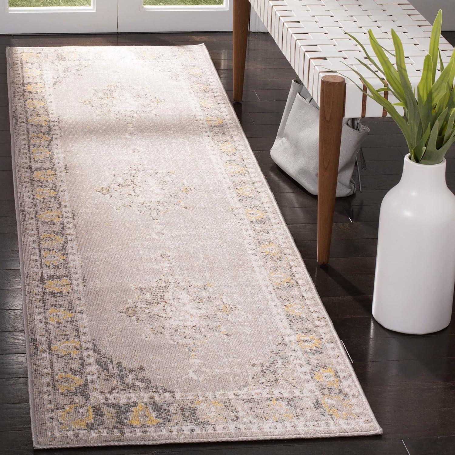 Gray Medallion 8' x 10' Easy-Care Synthetic Area Rug