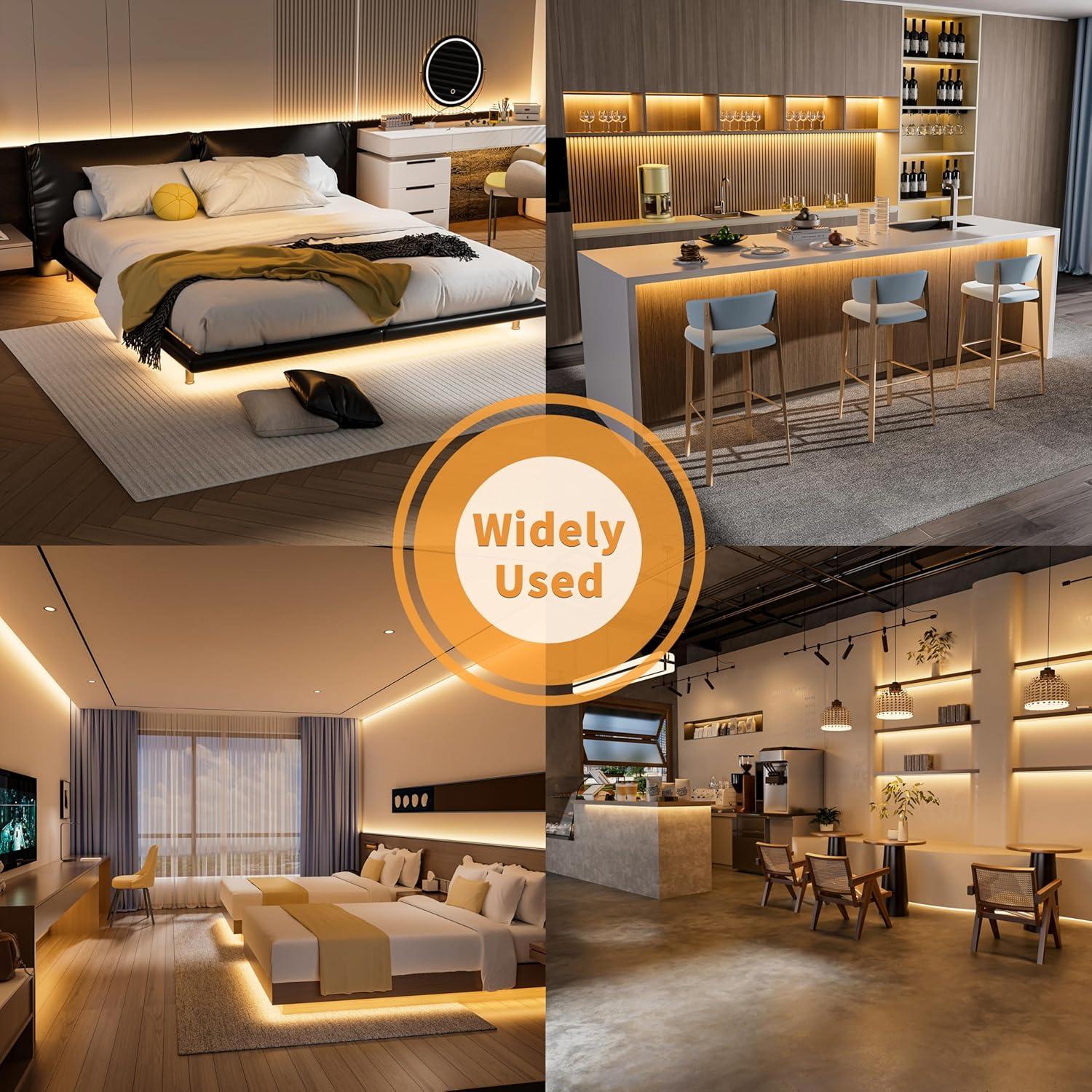 MIWISE COB LED Strip 20ft/6.1m,CRI 90+ Warm White 3000K High Lumen Super Bright Flexible DC24V LED Tape Light,for Cabinet Home Office DIY Lighting Projects(Adapter & Controller NOT Included)