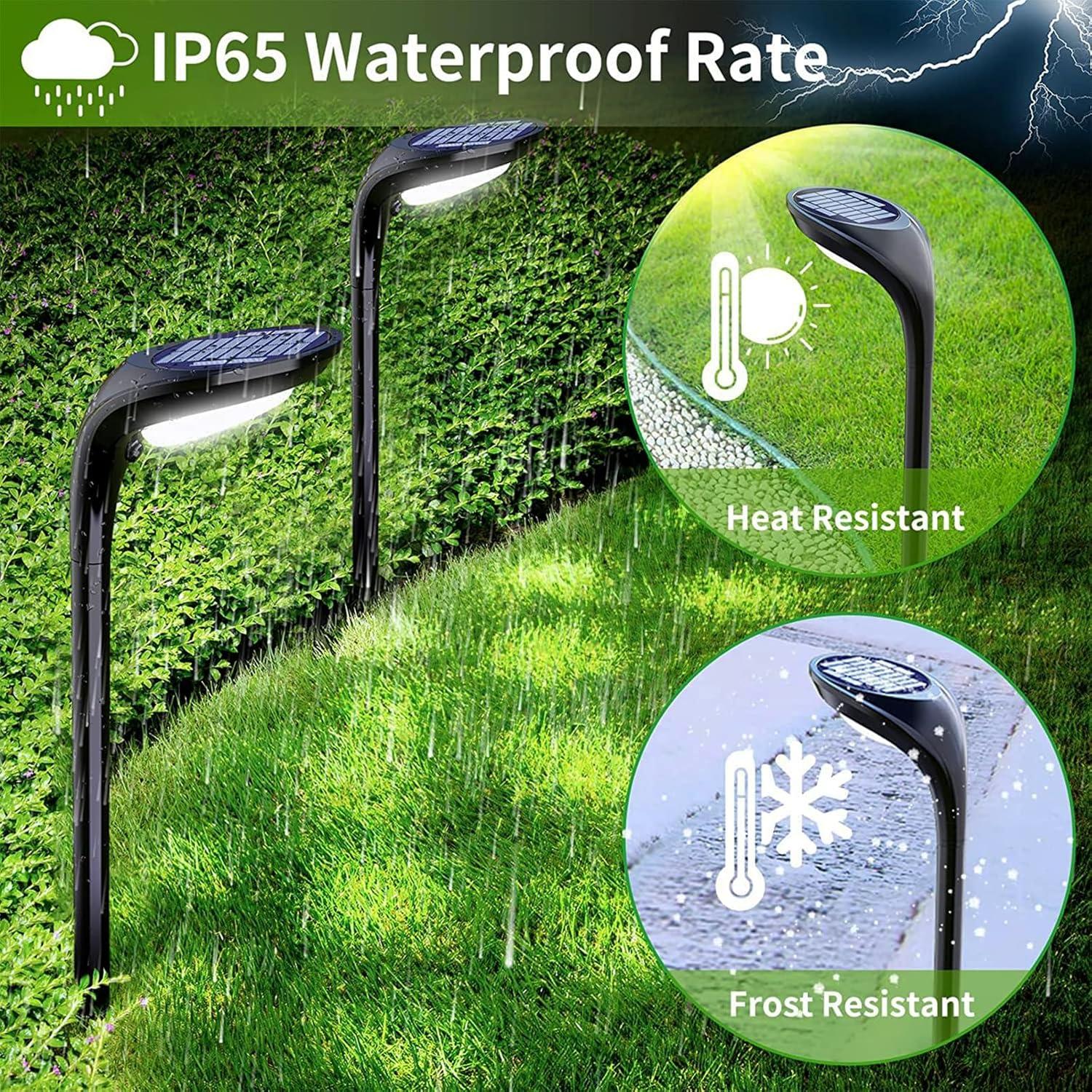 JSOT 4 Pack Solar Pathway Lights, Solar Garden Lights for Walkway, Driveway, Yard, White Light & Warm Light
