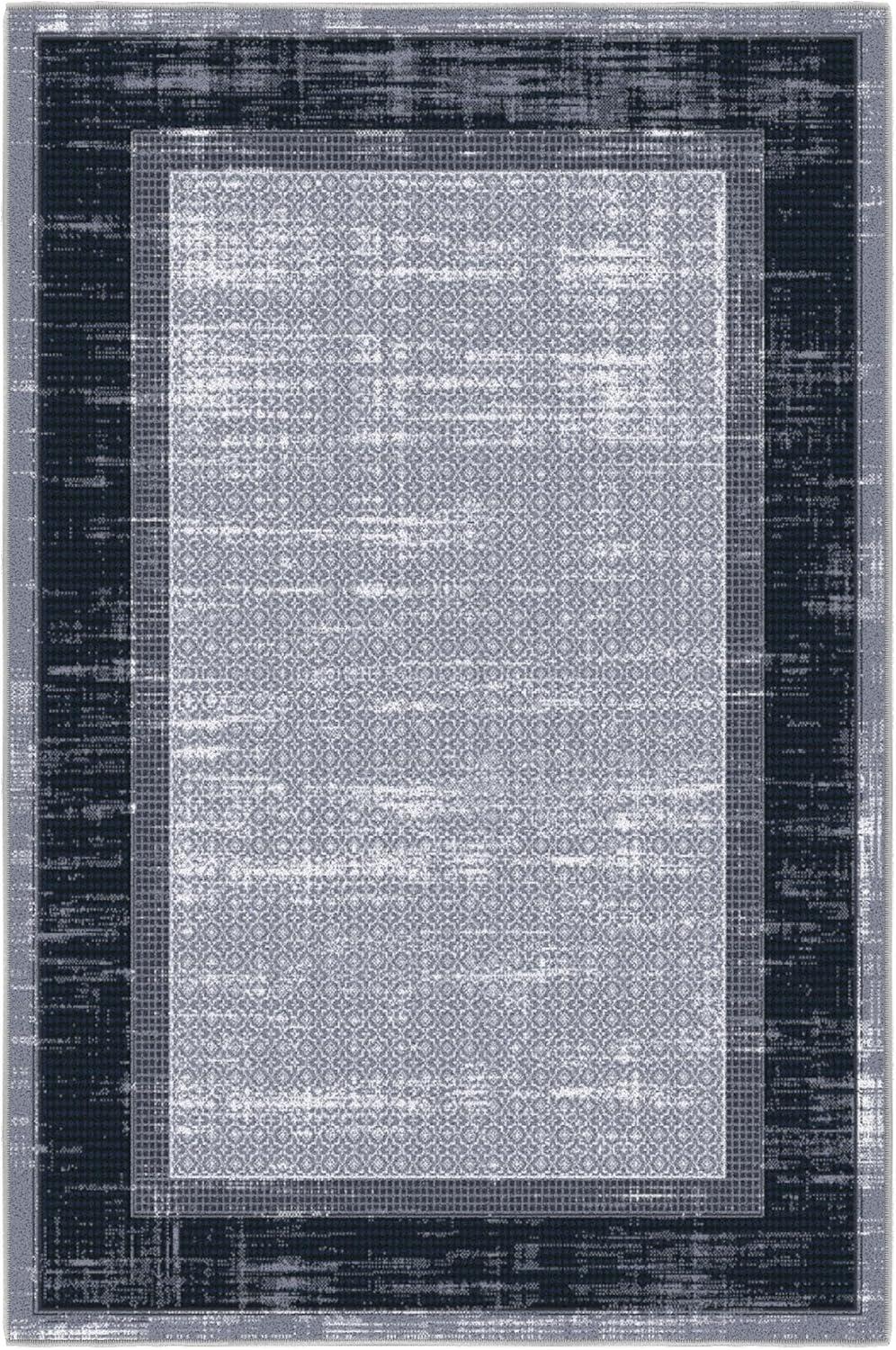 Non-Slip Bordered Area Rug For Living Room, Hallway Runner, Entryway Rug