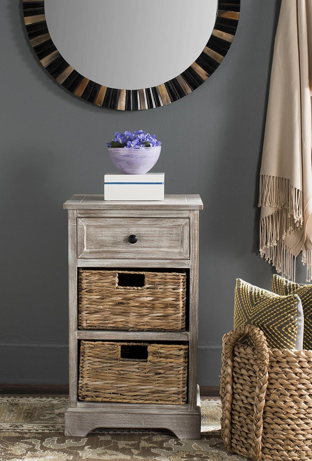 Carrie Side Storage Side Table - AMH5700C - Distressed Cream - Safavieh Couture