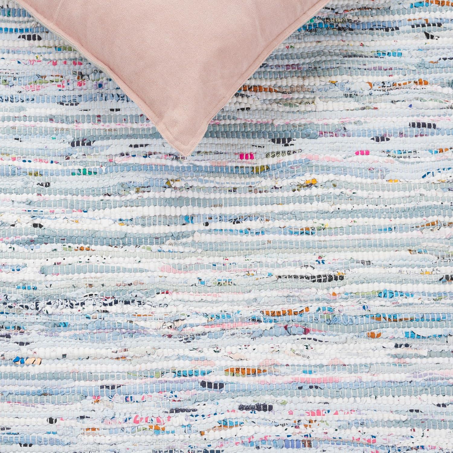 Rag Rug RAR125 Hand Woven Indoor Area Rug - Light Blue/Multi - 8'9"x11'9" - Safavieh.