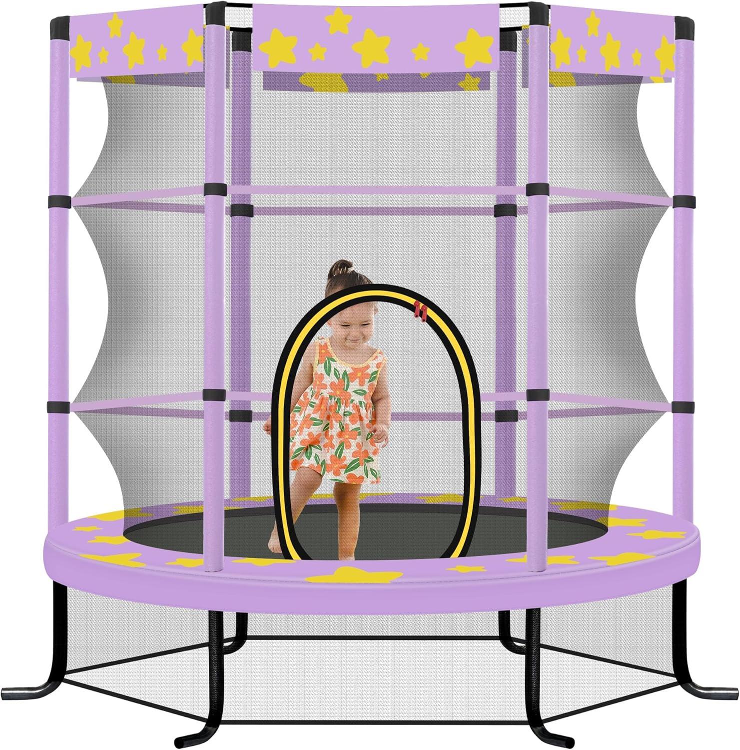 wendeway 55 Inch Kids Trampoline With Safety Enclosure Net | Wayfair
