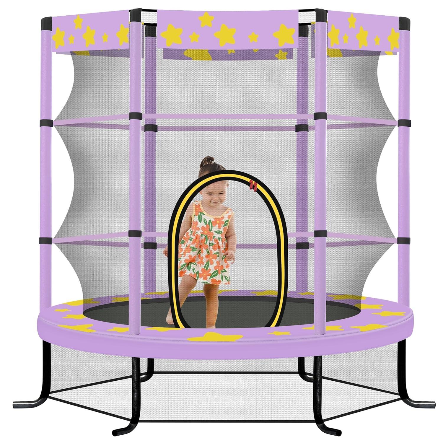 wendeway 55 Inch Kids Trampoline With Safety Enclosure Net | Wayfair