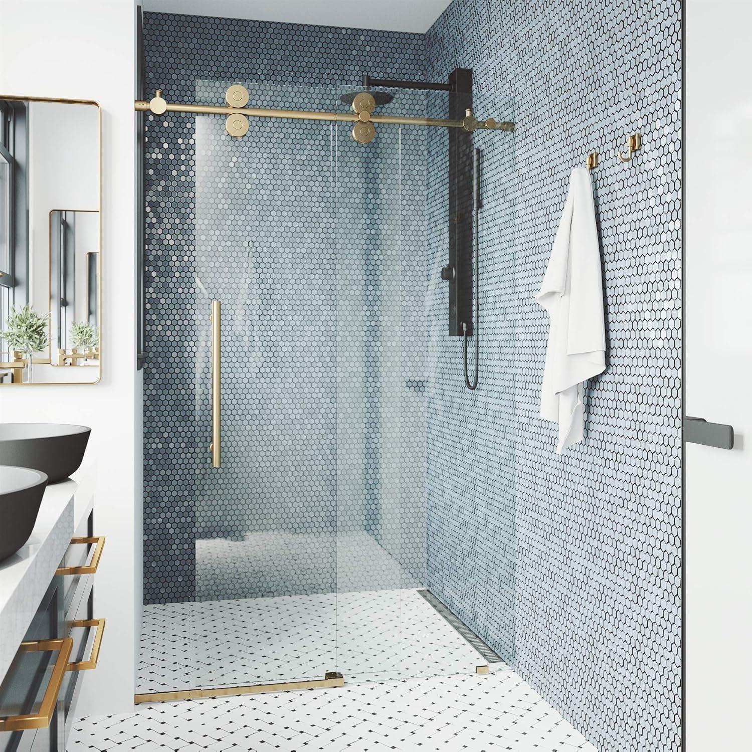 Elan 56-60" W x 74" H Sliding Frameless Shower Door with 3/8" Clear Glass