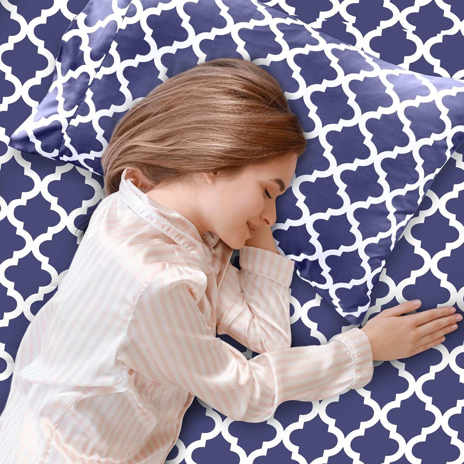 Lux Decor Collection 1800 Series Soft Microfiber Bed Sheets Set Geometric Quatrefoil Bedding