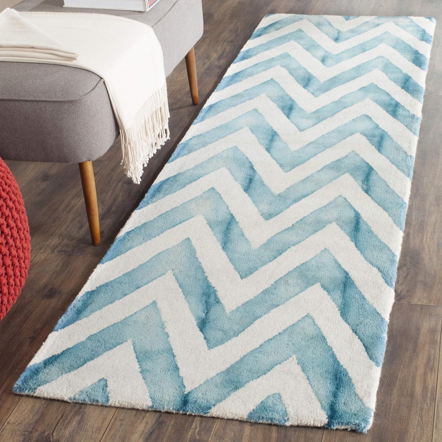 Dip Dye DDY715 Hand Tufted Runner Rug - Ivory/Turquoise - 2'3"x6' - Safavieh.