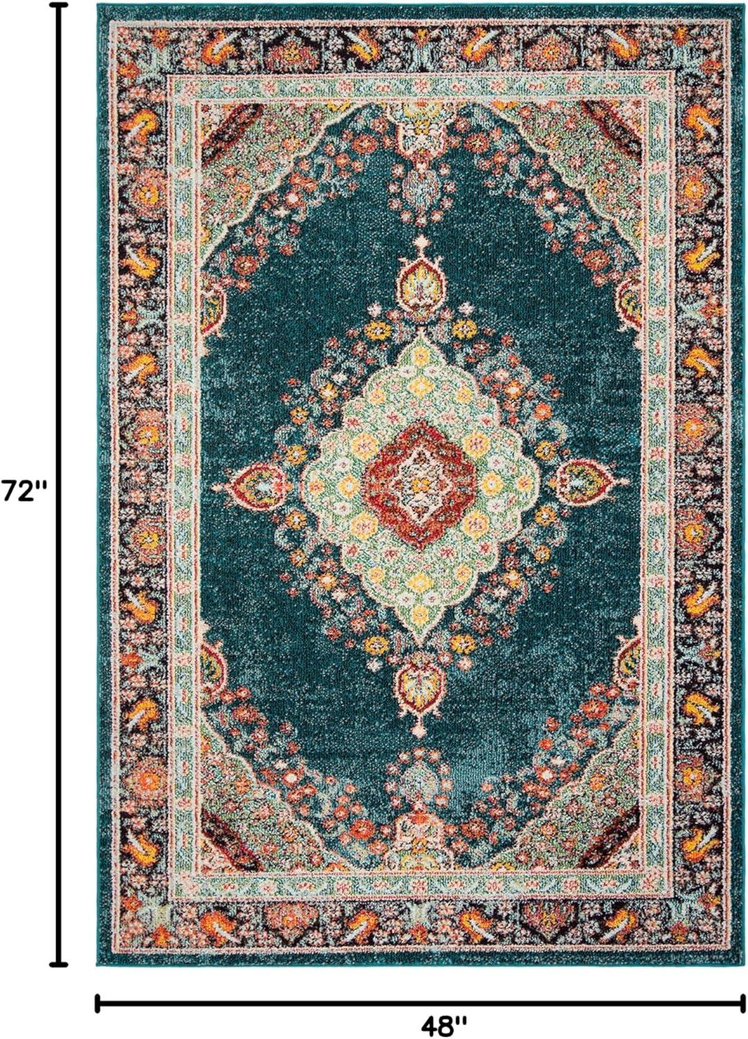 Madison 200 MAD252 Power Loomed Indoor Area Rug - Navy/Turquoise - 4'x6' - Safavieh