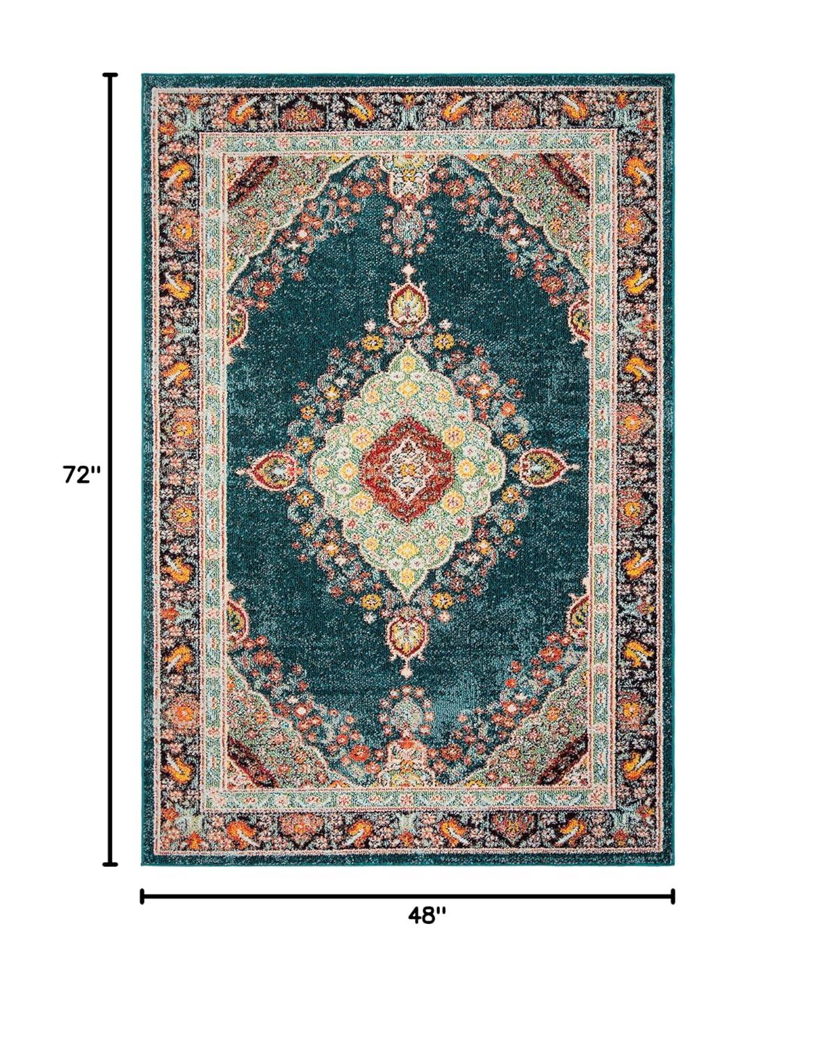 Madison 200 MAD252 Power Loomed Indoor Area Rug - Navy/Turquoise - 4'x6' - Safavieh