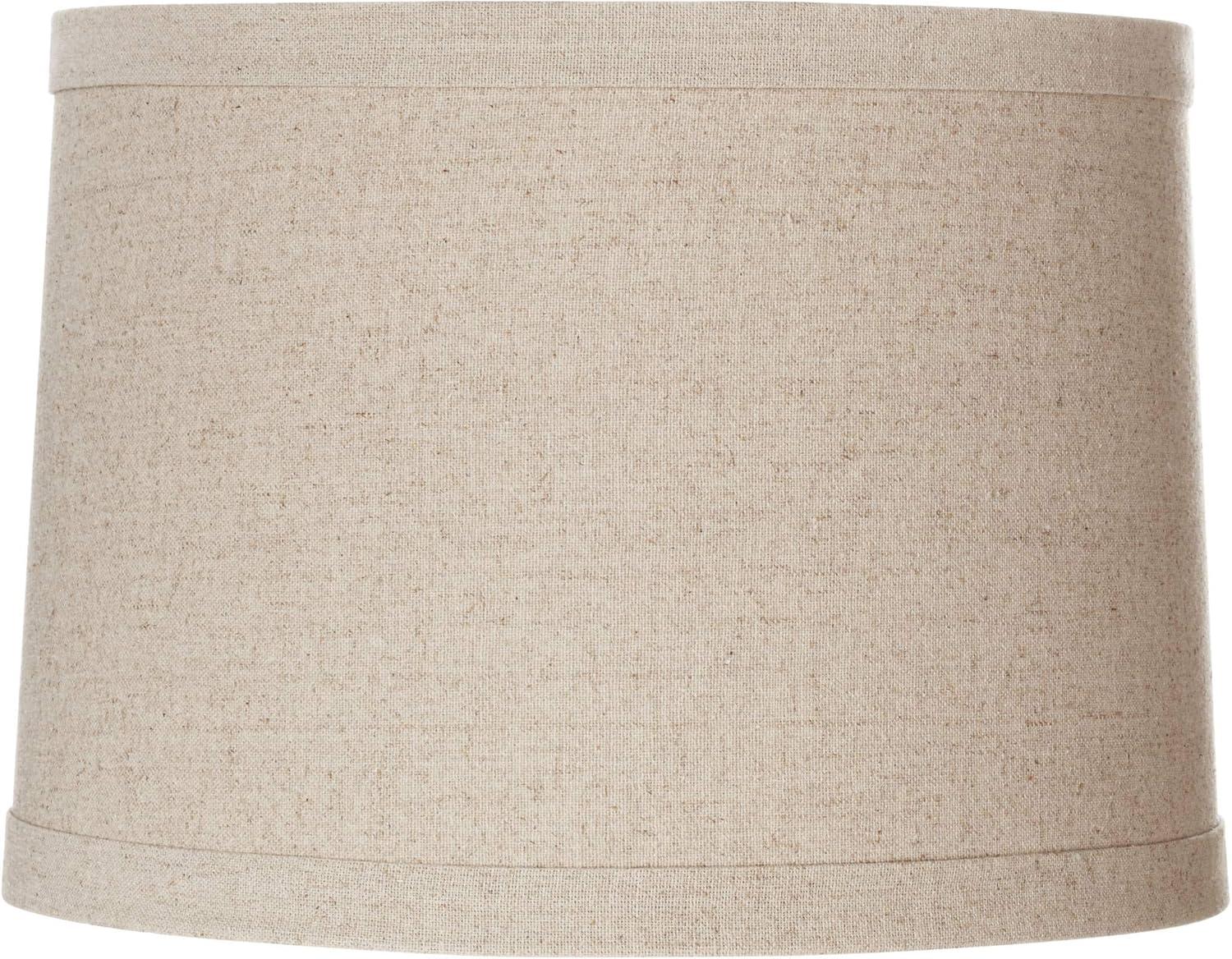 Natural Linen Medium Drum Lamp Shade with Taupe Liner, 10" High