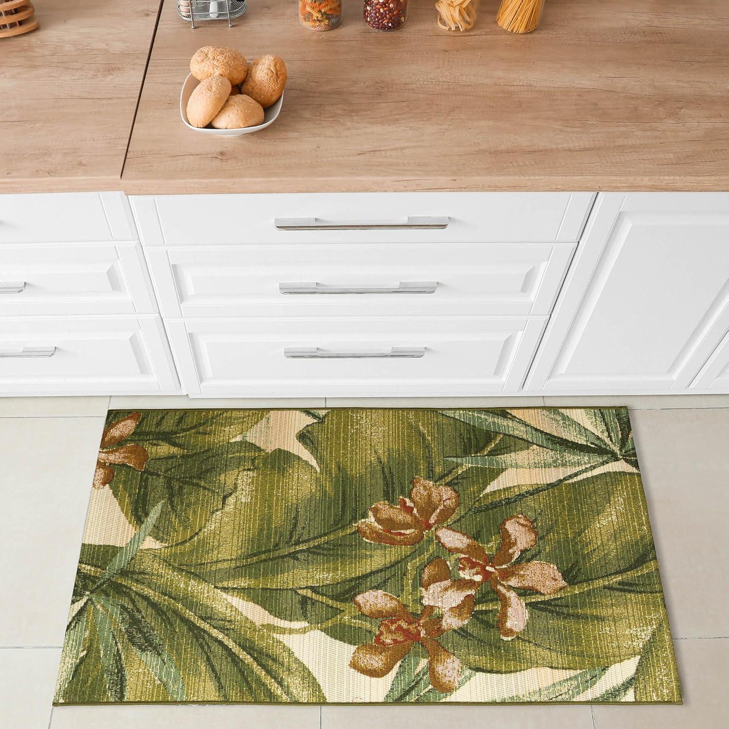 Liora Manne Marina Tropical Leaf Indoor/Outdoor Rug Cream 2'7" x 4'3"