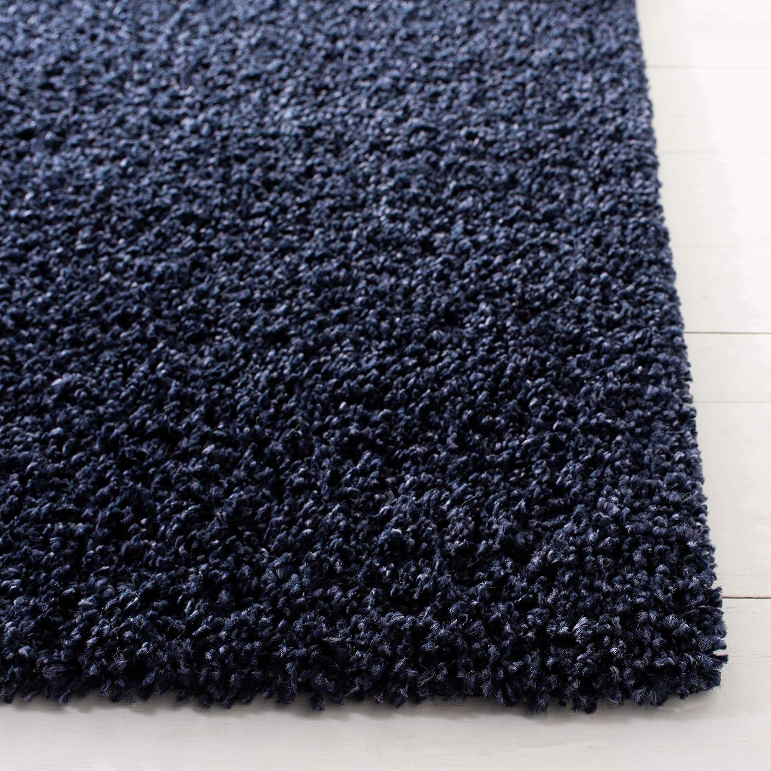 Shag SG151 Power Loomed Indoor Area Rug - Navy - 4'x4' - Safavieh.