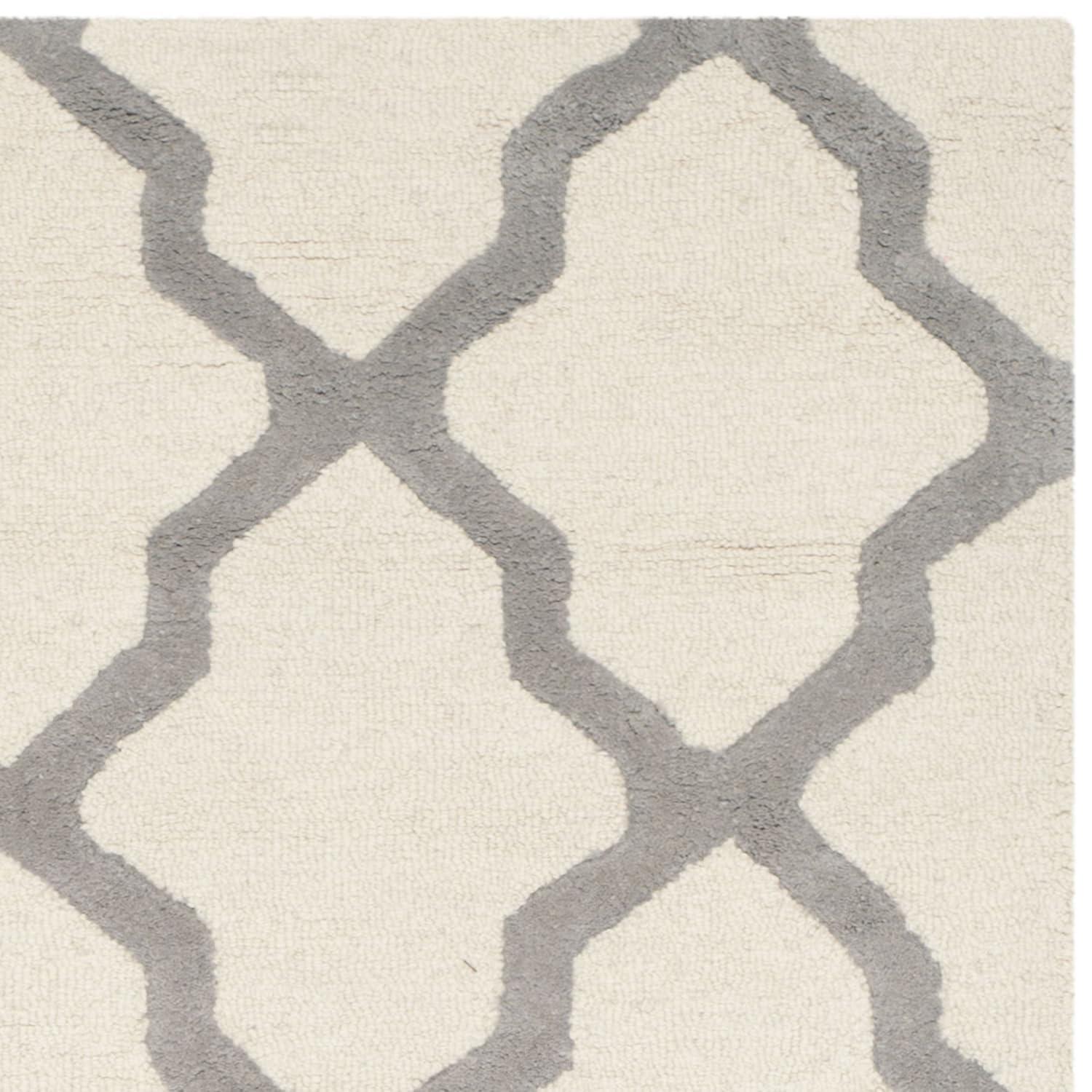 SAFAVIEH Cambridge Alfombra de Lana Geométrica Liam, Marfil/plata, 10' x 14'