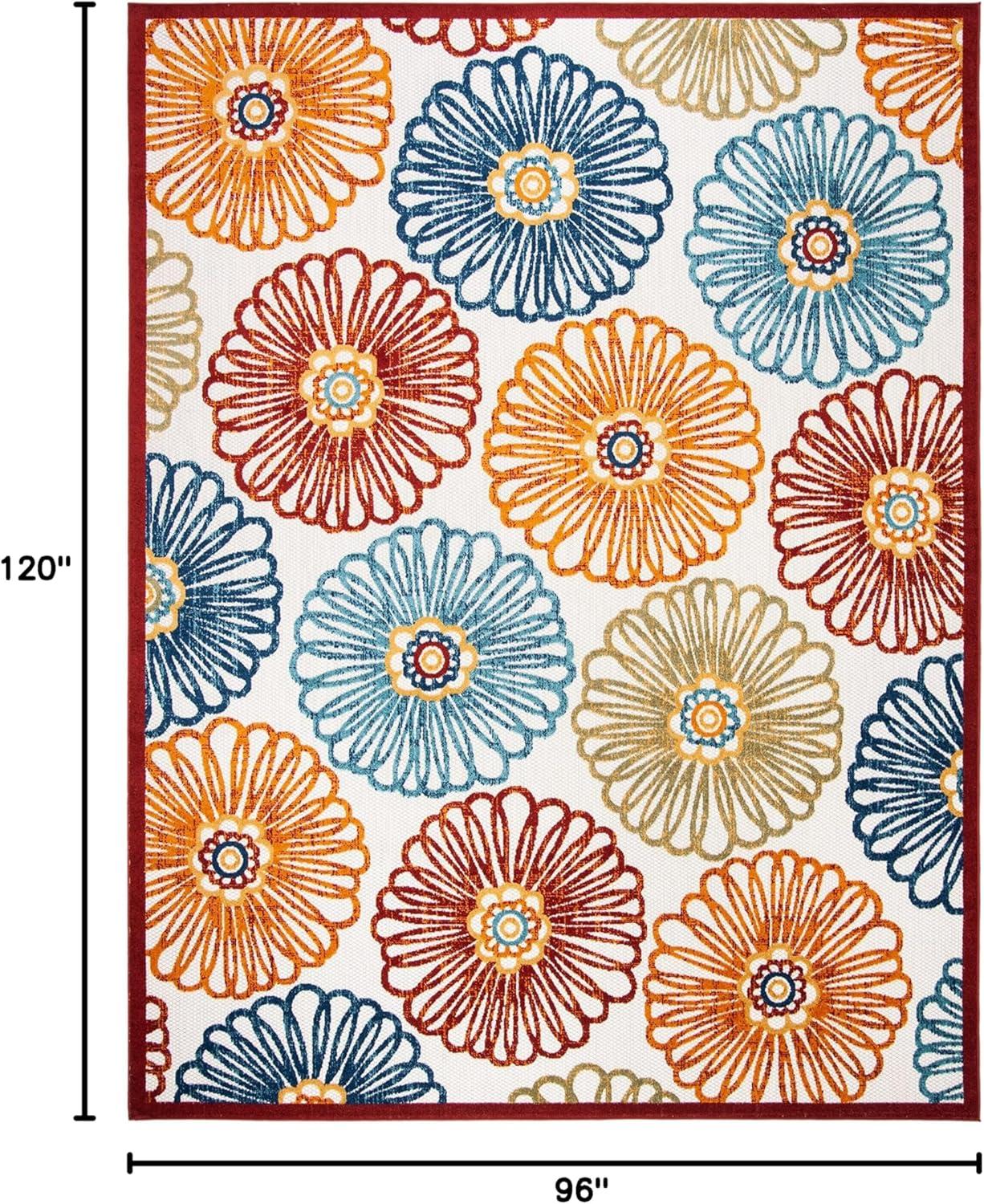 Cabana CBN801 Power Loomed Indoor/Outdoor Area Rug - Creme/Red - 8'x10' - Safavieh.