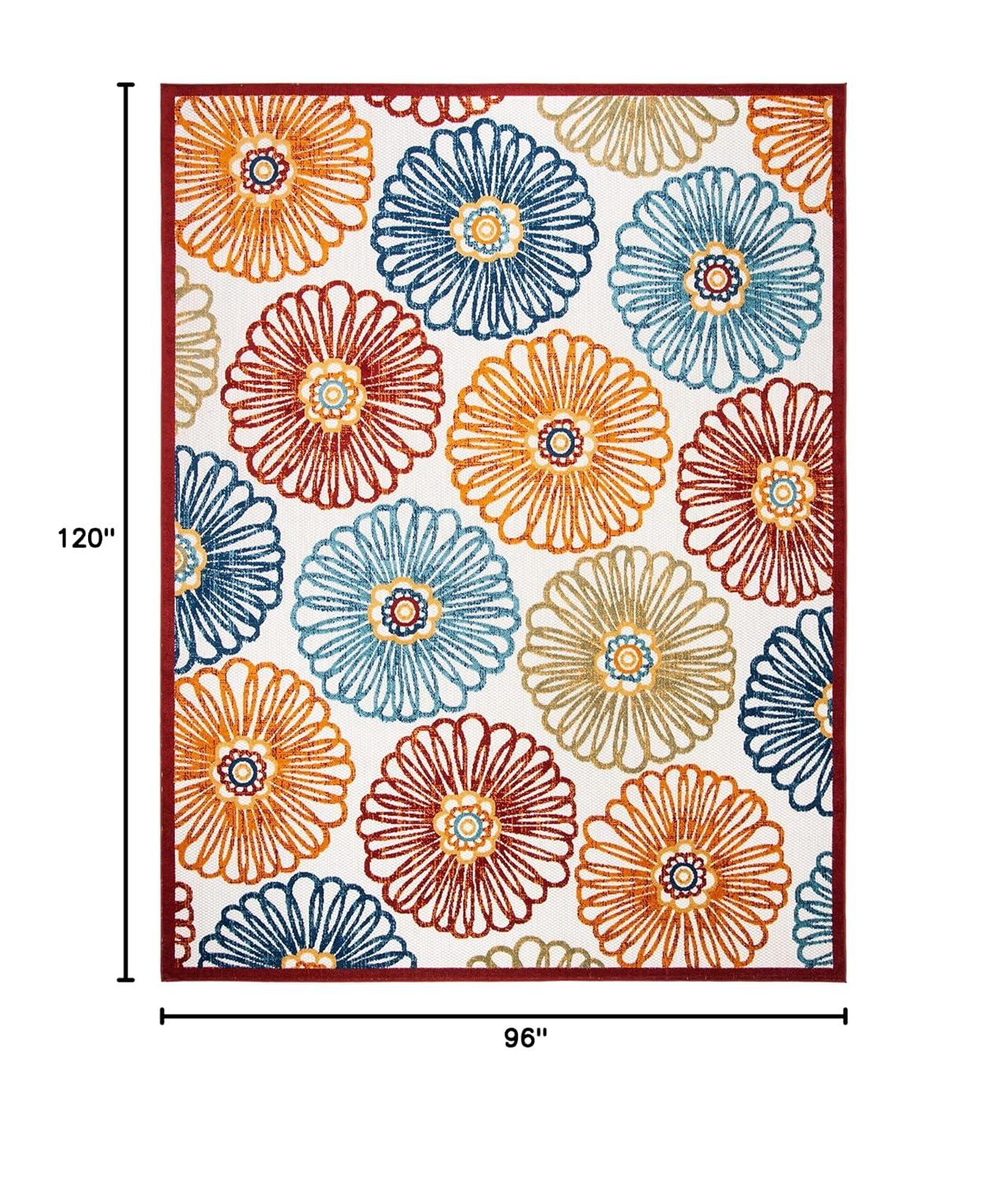 Cabana CBN801 Power Loomed Indoor/Outdoor Area Rug - Creme/Red - 8'x10' - Safavieh.