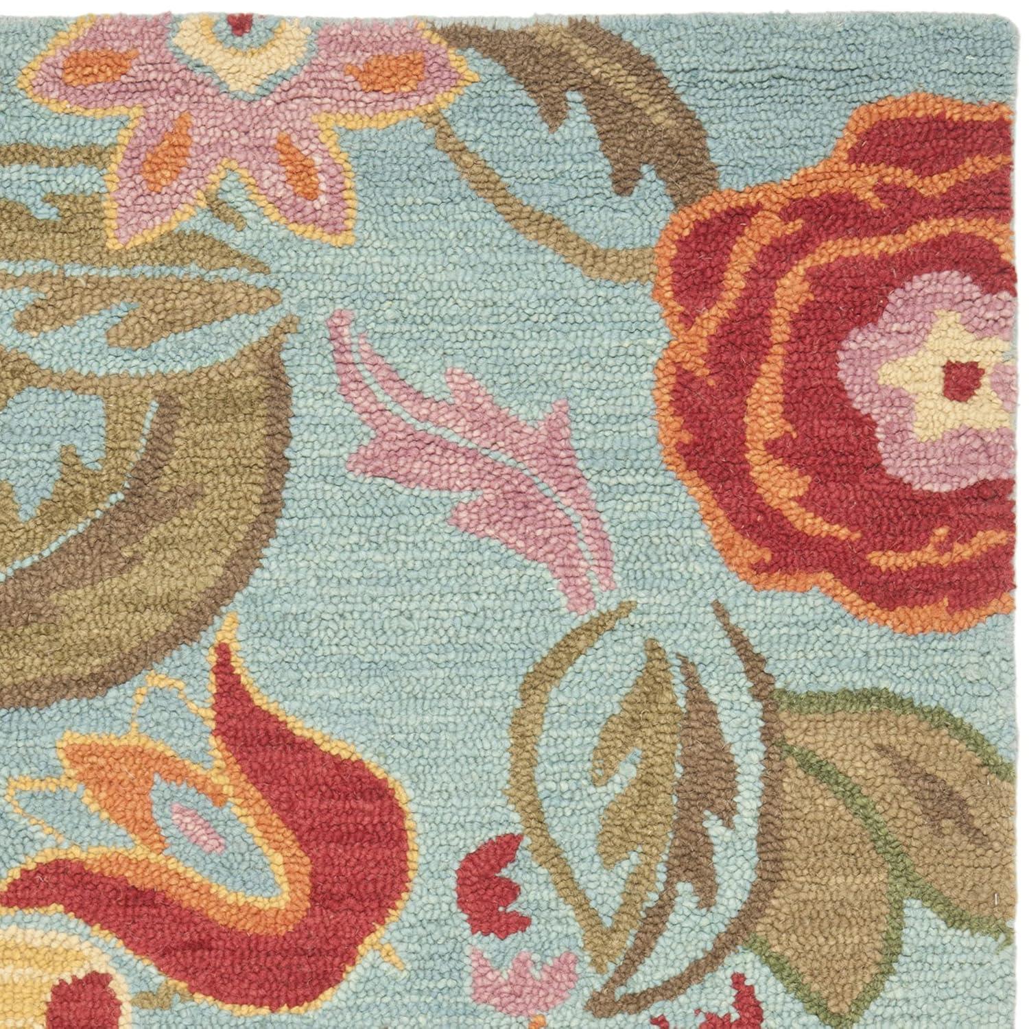 Blossom BLM675 Hand Hooked Area Rug - Blue/Multi - 4'x6' - Safavieh.