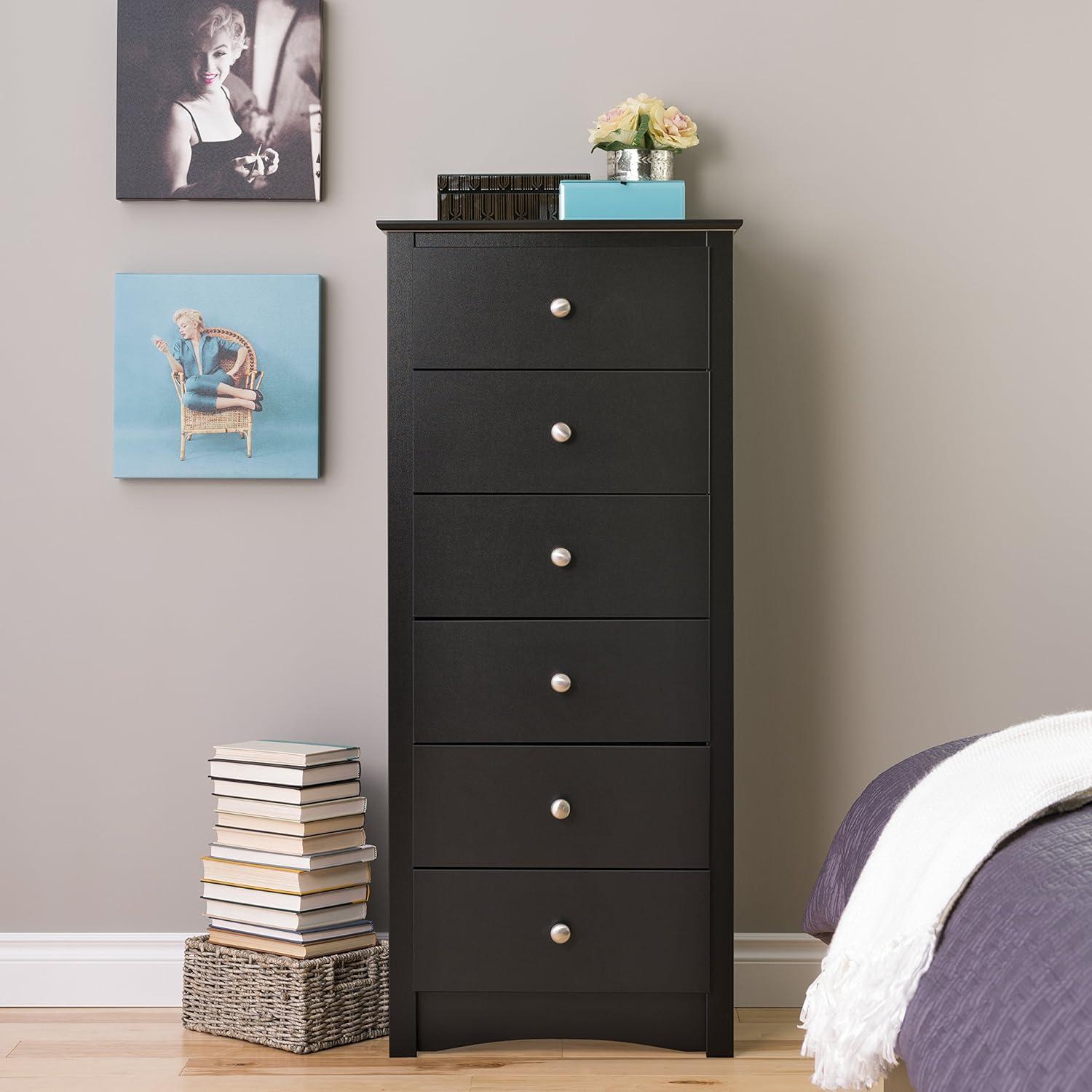 Astrid 6 Drawer Tall Chest Drifted Gray - Prepac: Space-Saving Storage for Small Rooms
