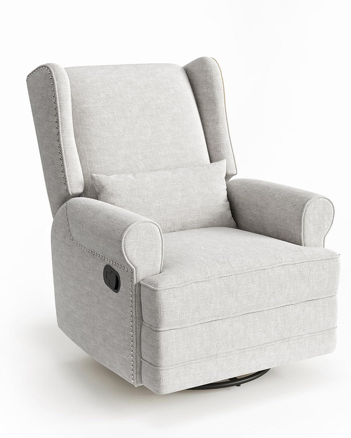 34" Wide Swivel Rocking Nursery Recliner Comfortable Upholstered Glider