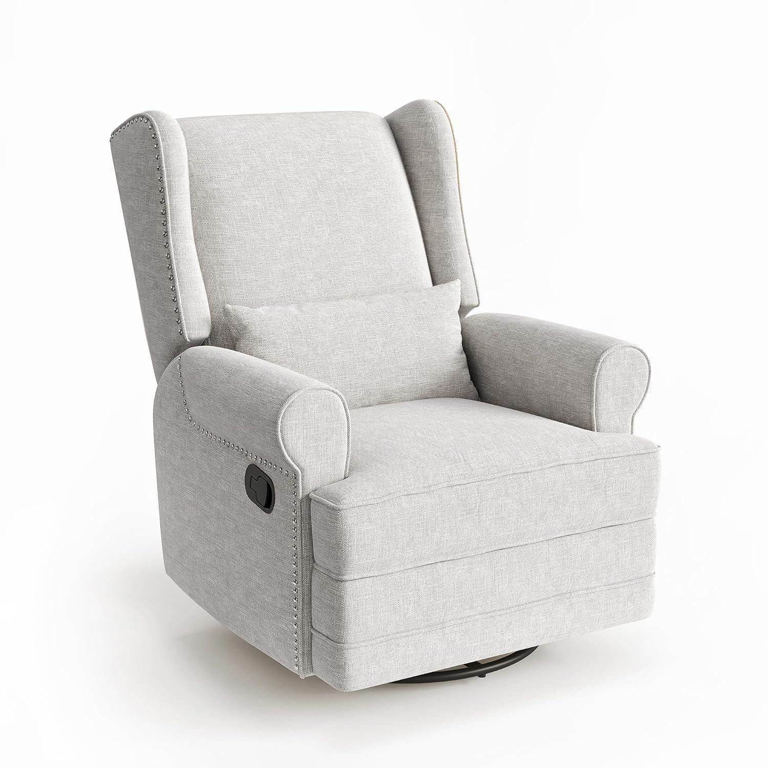 34" Wide Swivel Rocking Nursery Recliner Comfortable Upholstered Glider