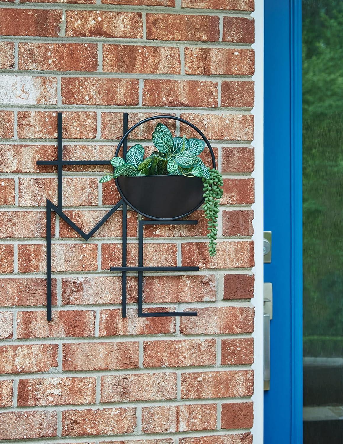 Contemporary Black Metal 'Home' Wall Planter for Indoor/Outdoor