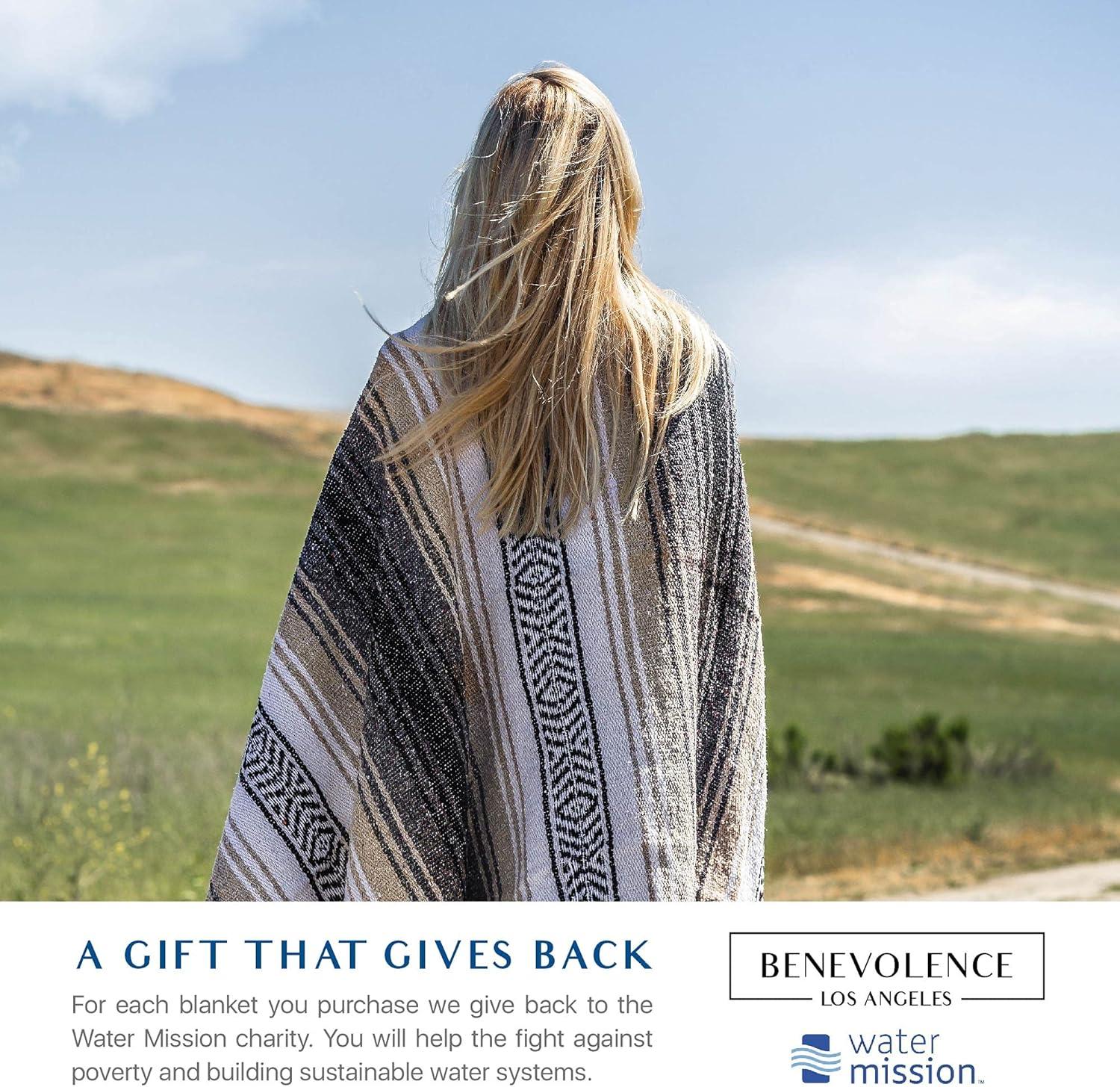 Benevolence LA Authentic Mexican Blanket (70 x 50 in) In Sand