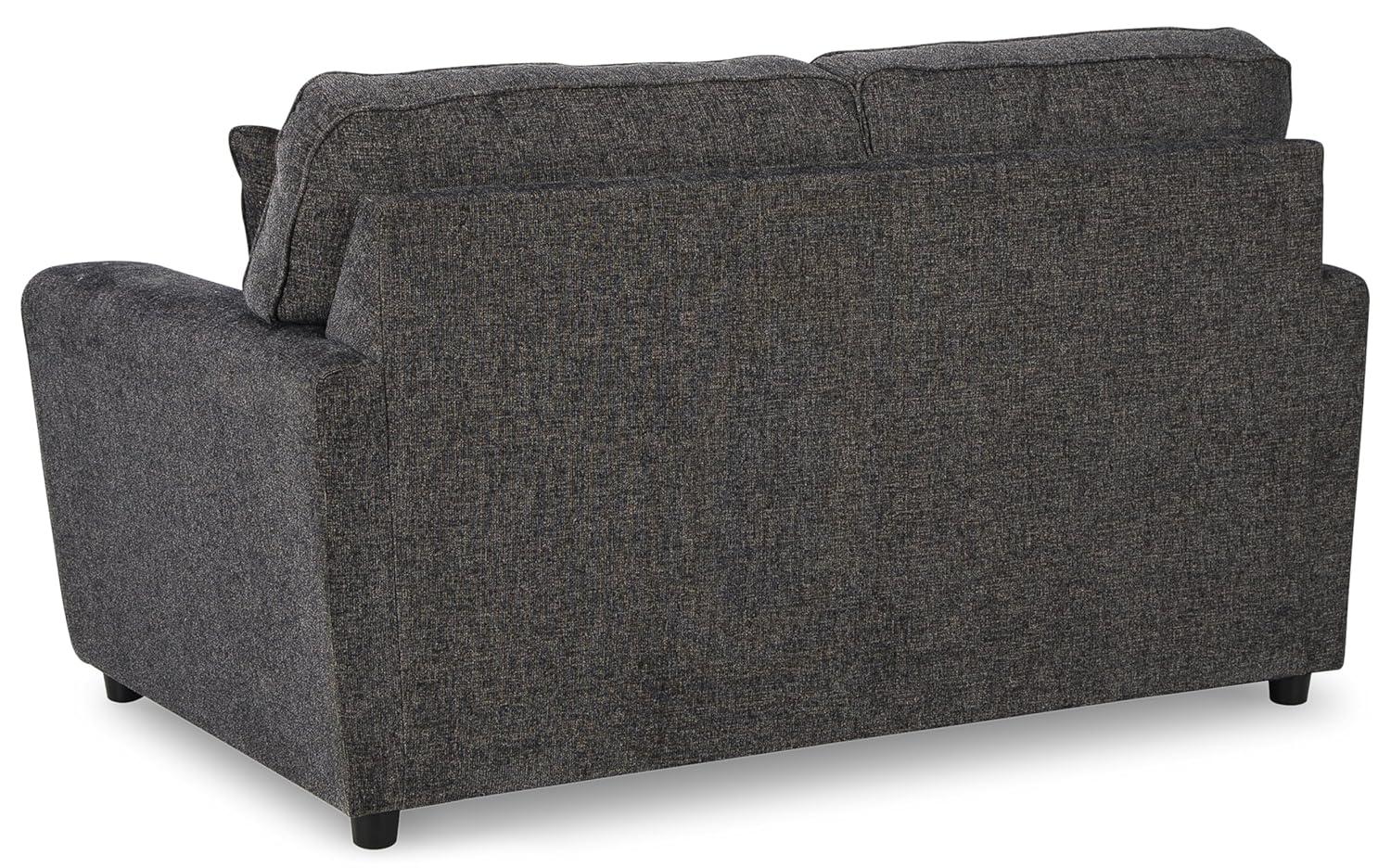 Signature Design by Ashley Cascilla Contemporary Fabric & Wood Loveseat in Gray