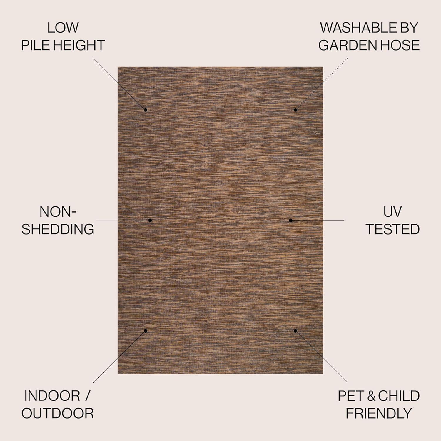 8'x10' Ethan Modern Flatweave Solid  Area Rug, Brown - JONATHAN Y