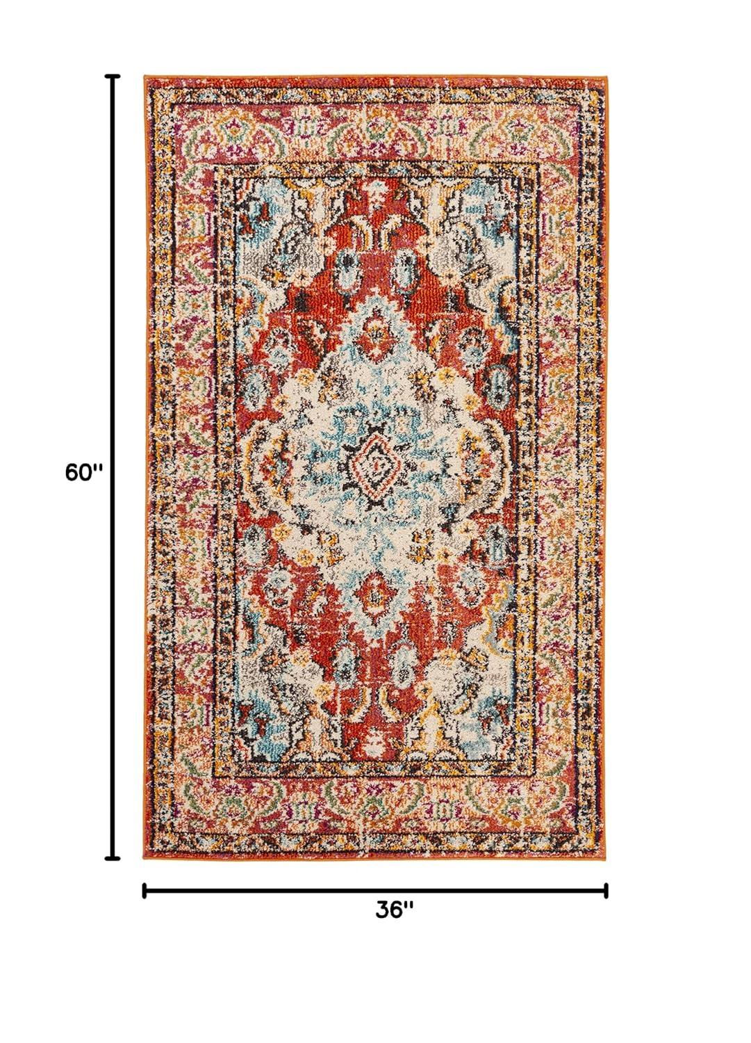 Monaco MNC243 Power Loomed Indoor Accent Rug - Orange/Light Blue - 3'x5' - Safavieh