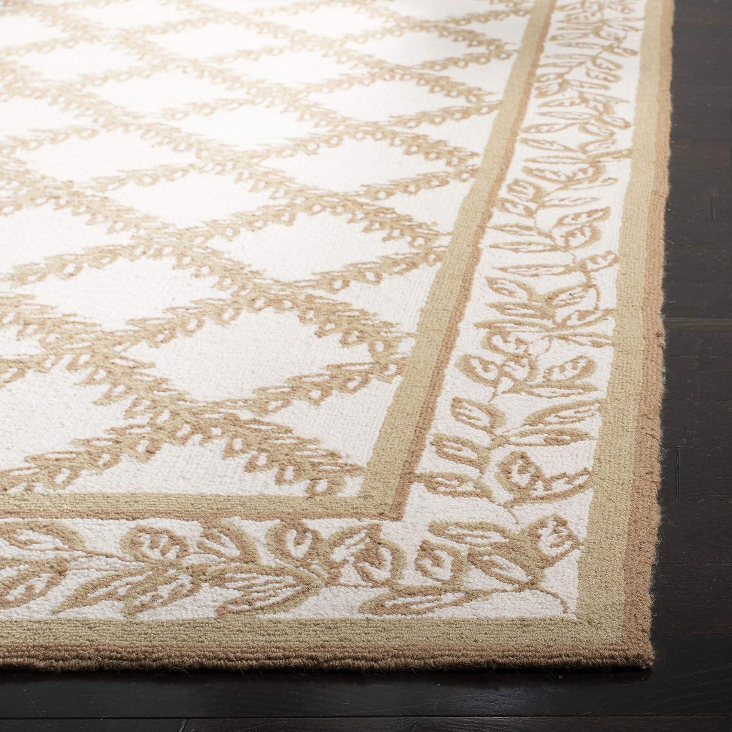 SAFAVIEH Chelsea Collection Accent Rug - 1'8" x 2'6", Blue & Brown, Hand-Hooked French Country Wool, Ideal for High Traffic Areas in Entryway, Living Room, Bedroom (HK230J)