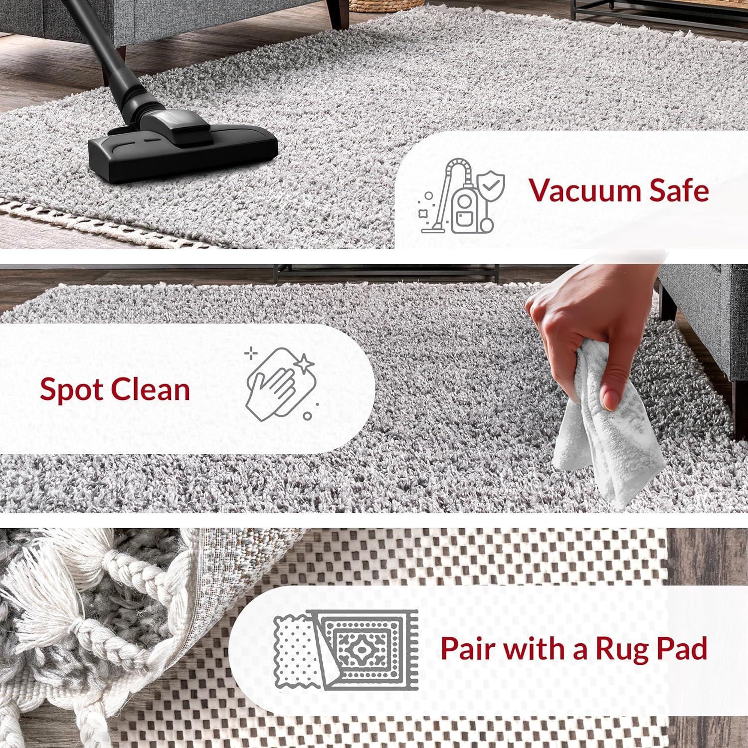 Nuloom Neva Solid 3x5 Accent Shag Indoor Area Rug for Living Room Bedroom Dining Room Nursery Entryway, Grey/Ivory