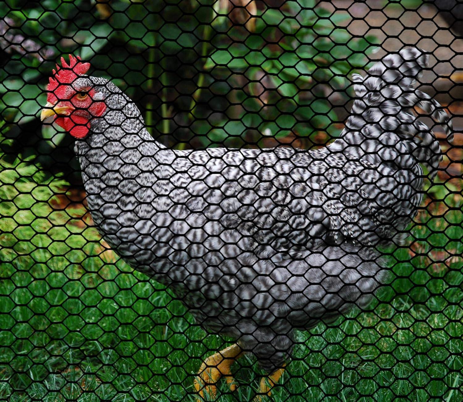 Boen - Plastic Hex Chicken Wire Mesh Temporary Fence Roll (2' x 25' - Black) - Plastic Fence Poultry Netting for Temporary or Semi Permanent Enclosures, Deer Netting Fence, Construction Fencing