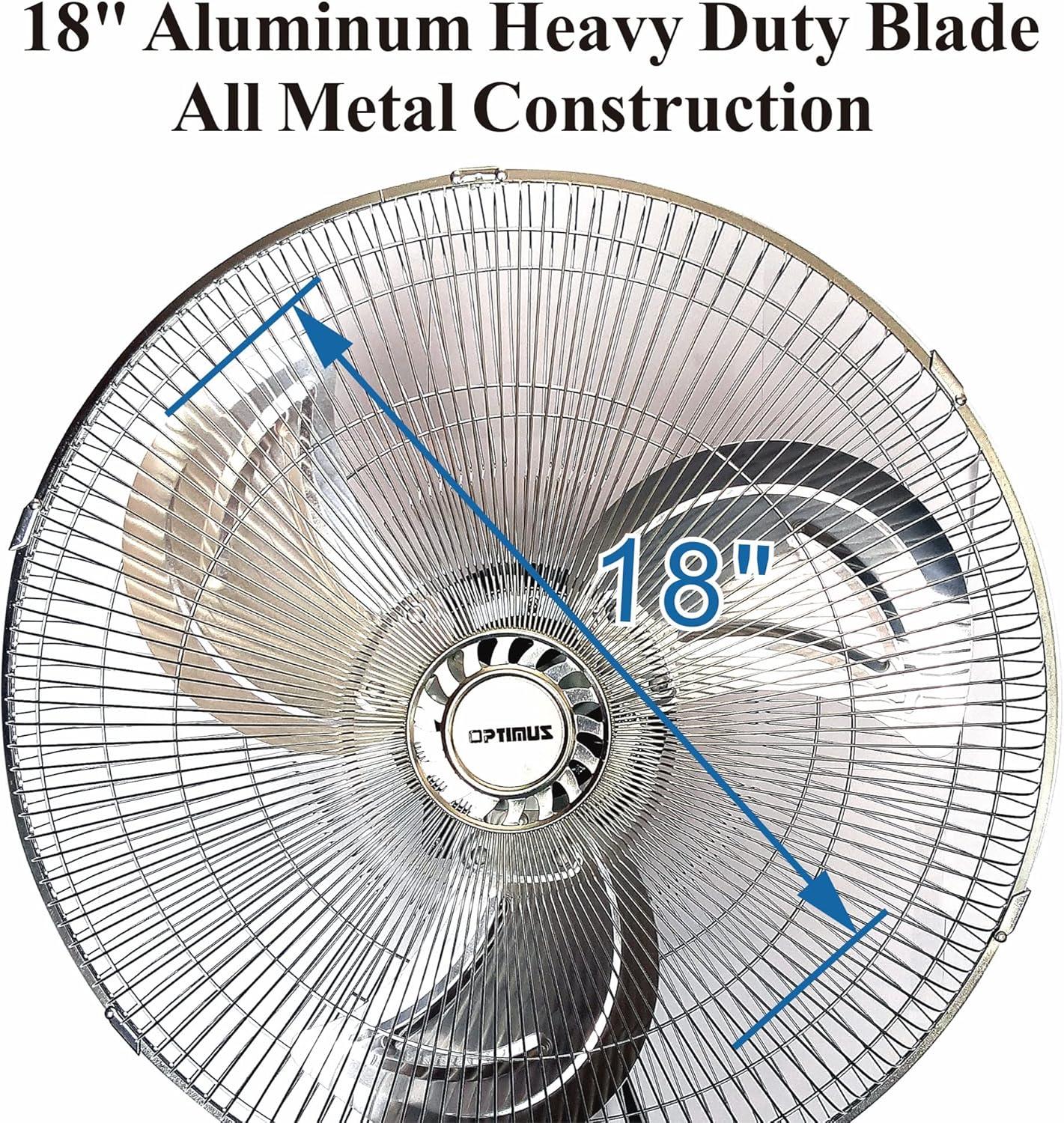 Optimus F-4187 18" Industrial Grade High Velocity Oscillating Wall Fan 18" Industrial Grade Oscillating Wall Fan