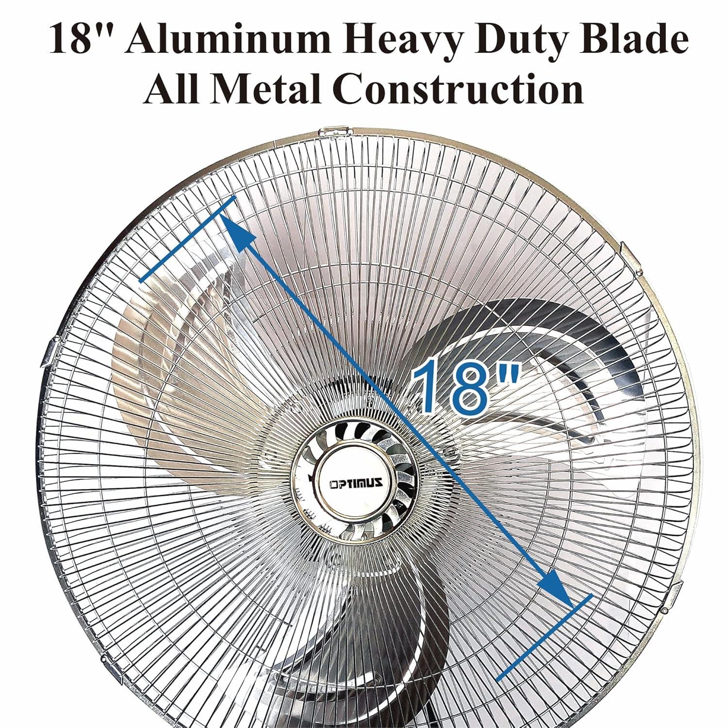 Optimus F-4187 18" Industrial Grade High Velocity Oscillating Wall Fan 18" Industrial Grade Oscillating Wall Fan