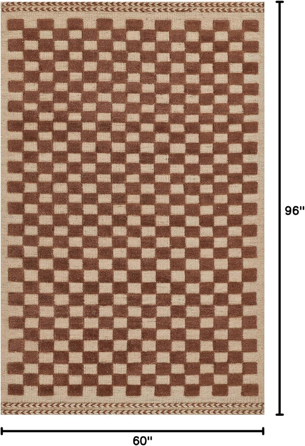 Momeni 5'x8' Willow Check Handwoven Area Rug Brown: Wool, Low Pile, Classic Pattern, Indoor, Handmade, Rectangle