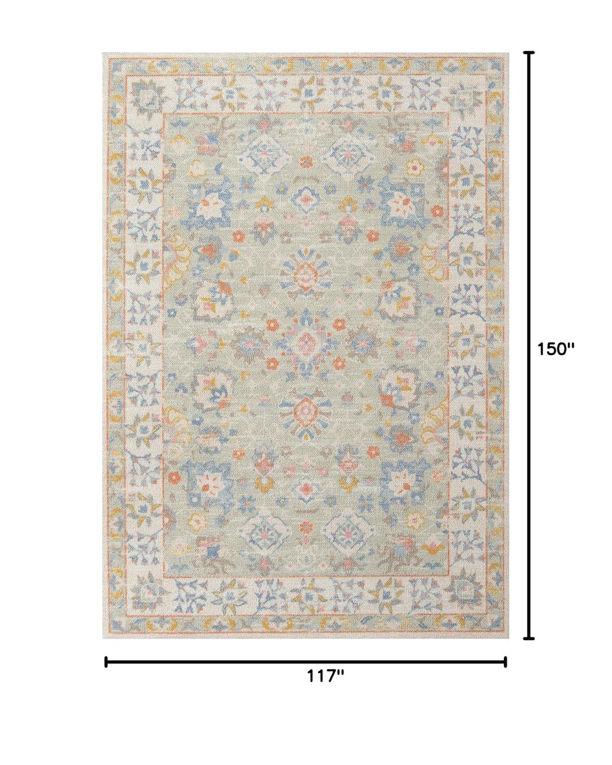 Momeni 9'9"x12'6" Anatolia Mae Medallion Machine Loomed Area Rug Light Blue: Wool & Nylon, Low Pile, Indoor Use