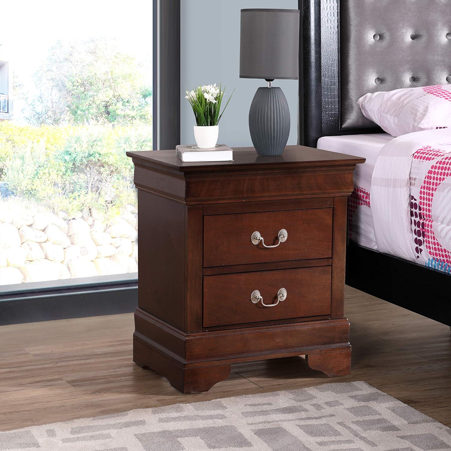 Louis Phillipe Cappuccino 2-Drawer Nightstand with Wood Veneer