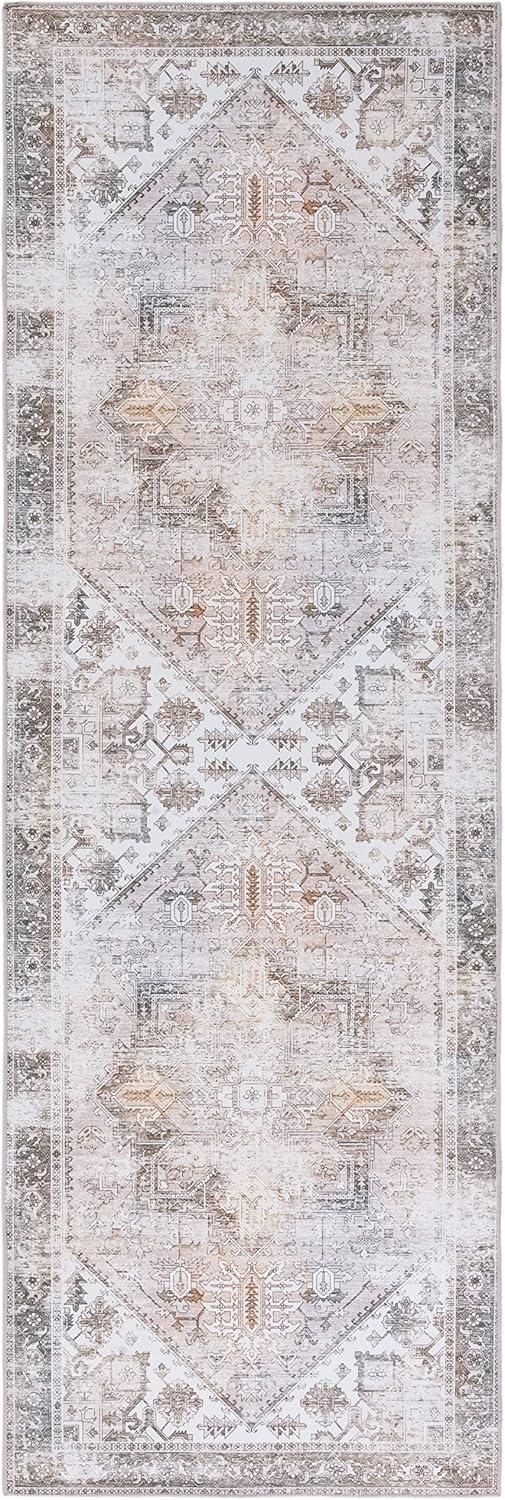 Tucson TSN102 Power Loomed Machine Washable Runner Rug - Beige/Grey - 2'6"x6' - Safavieh.