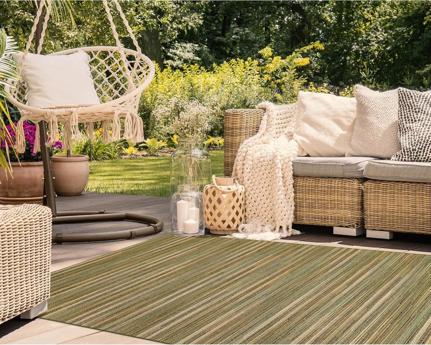 Liora Manne Marina Stripes Indoor/Outdoor Rug Green 3'3" x 4'11"