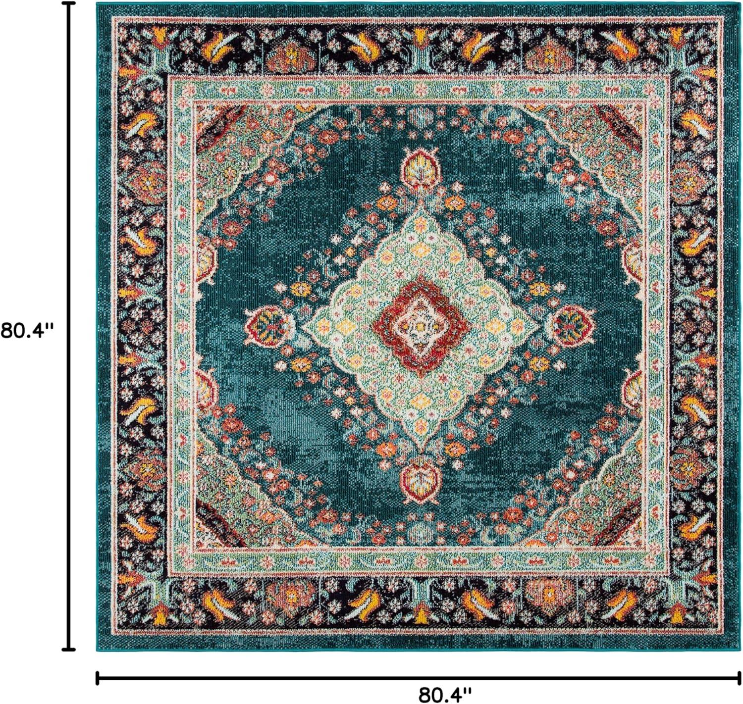 Madison 200 MAD252 Power Loomed Indoor Area Rug - Navy/Turquoise - 6'7"x6'7" - Safavieh