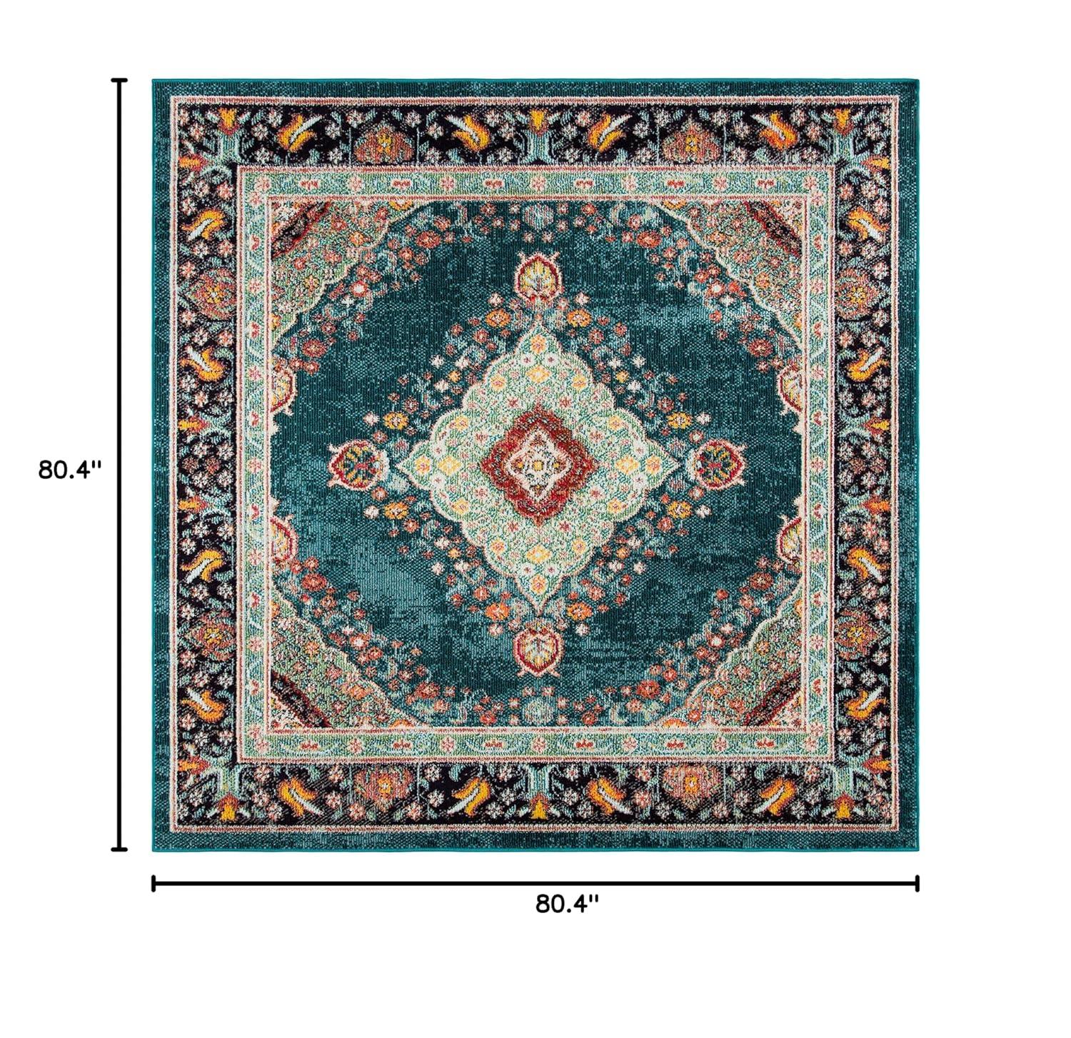Madison 200 MAD252 Power Loomed Indoor Area Rug - Navy/Turquoise - 6'7"x6'7" - Safavieh