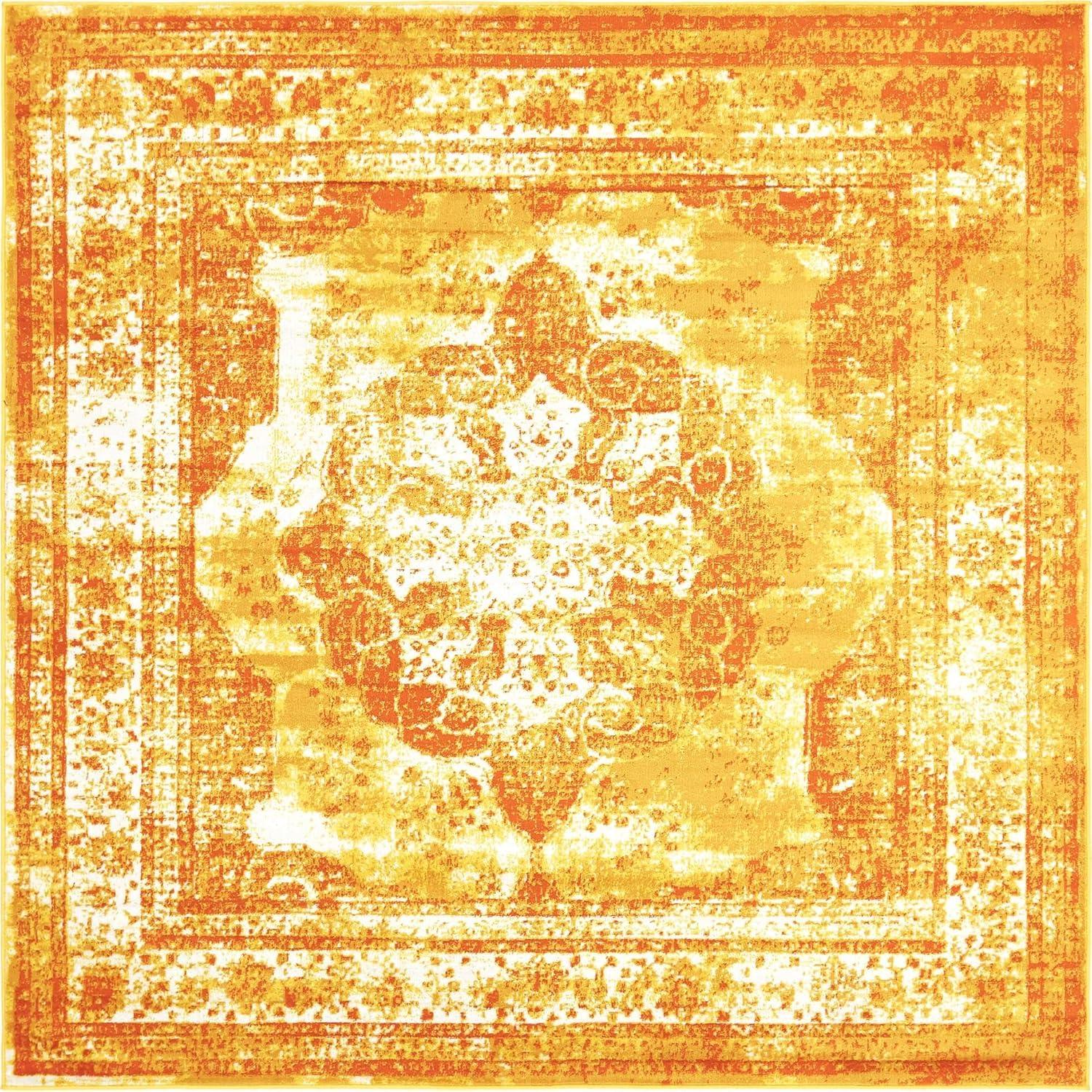 Unique Loom Sofia Collection Alfombra - Salle Garnier (6' 1" Cuadrado Naranja/amarillo)