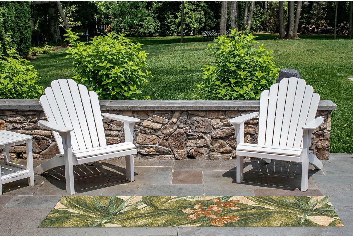 Liora Manne Marina Tropical Leaf Indoor/Outdoor Rug Cream 1'11" x 7'6"